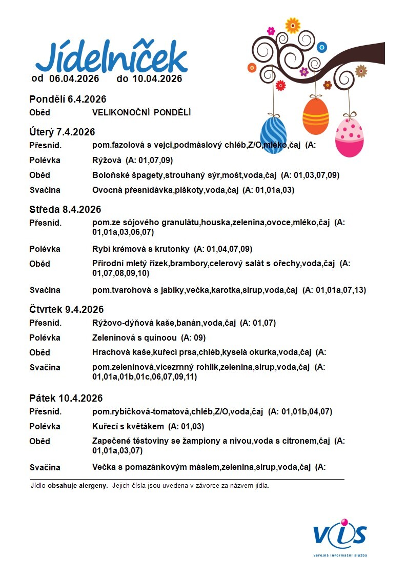 JÍDELNÍČEK 06.04.-10.04.2026