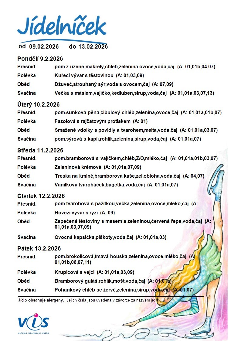 JÍDELNÍČEK 09.02.-13.02.2026