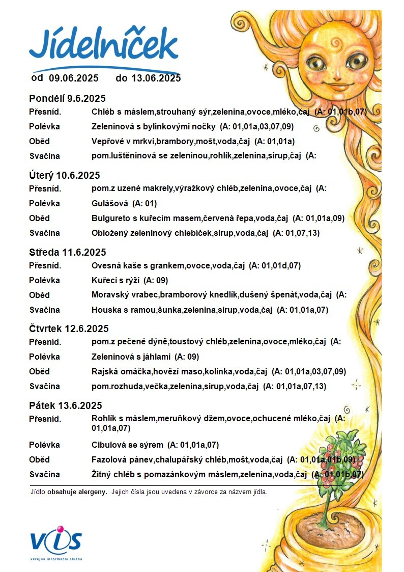 JÍDELNÍČEK 09.06.-13.06.2025