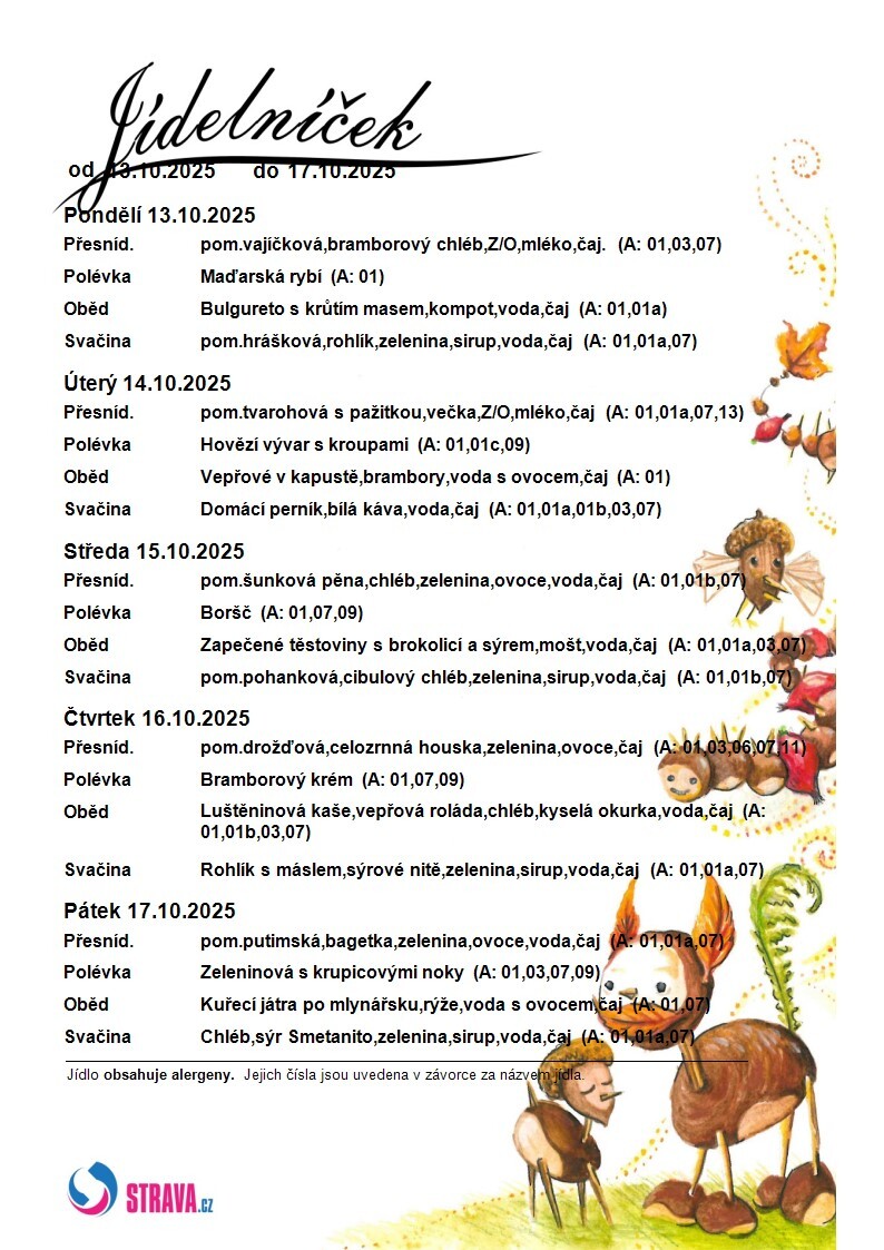 JÍDELNÍČEK 13.10.-17.10.2025