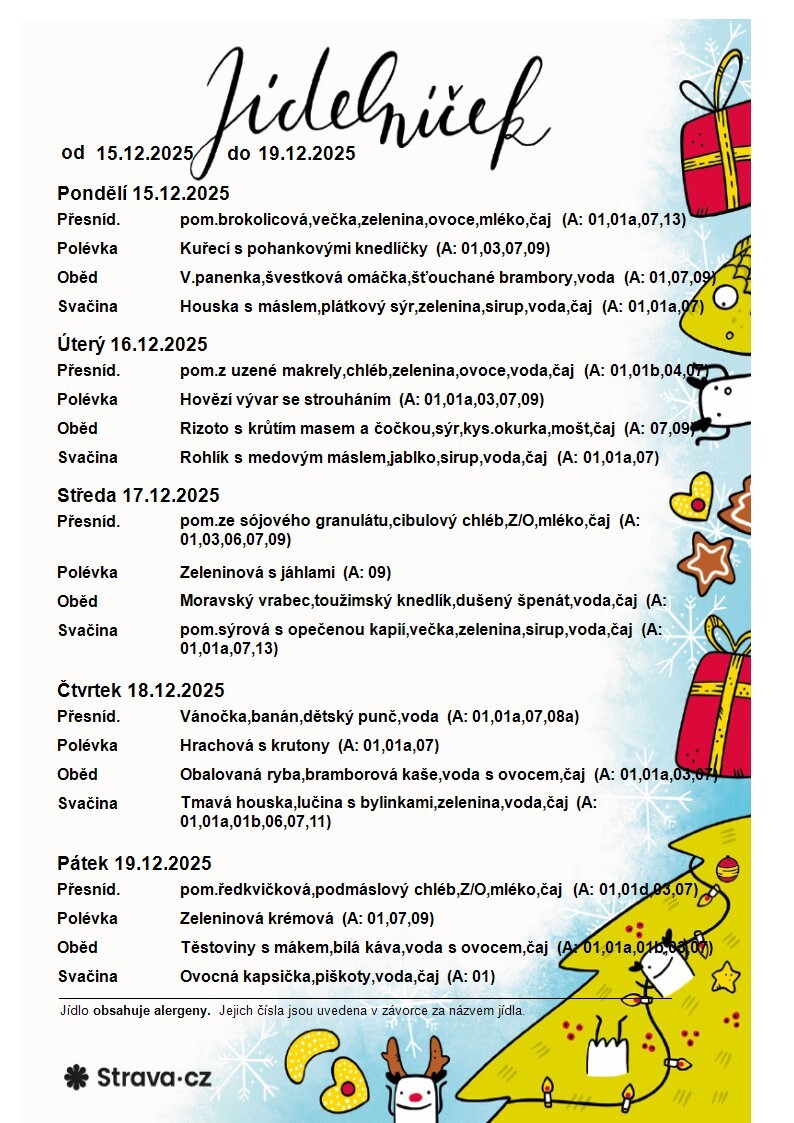 JÍDELNÍČEK 15.12.-19.12.2025