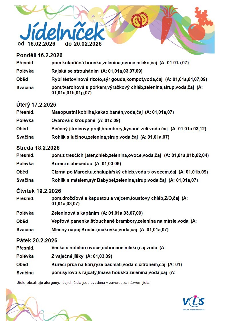 JÍDELNÍČEK 16.02.-20.02.2026