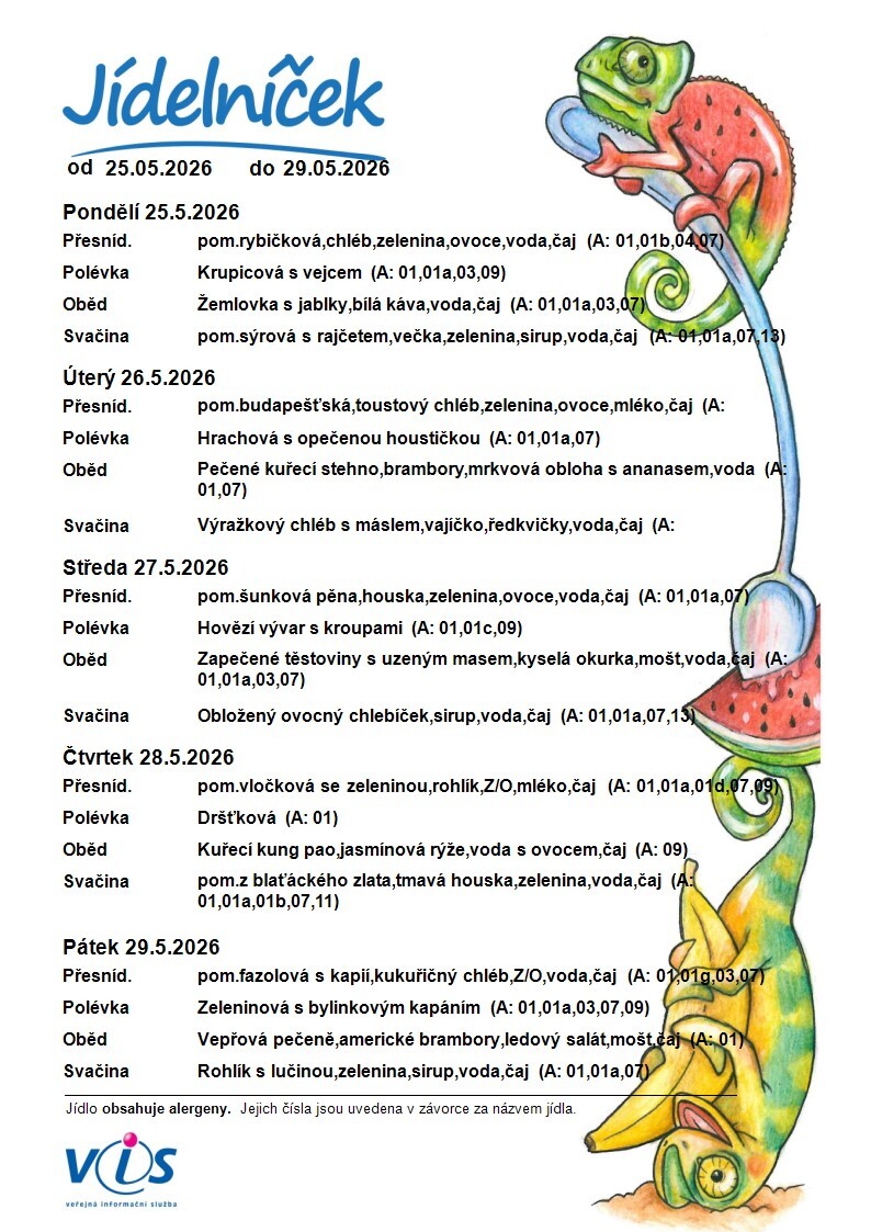 JÍDELNÍČEK 25.05.-29.05.2026