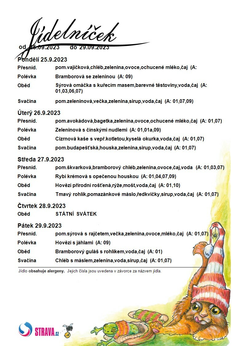 JÍDELNÍČEK 25.09.-29.09.2023