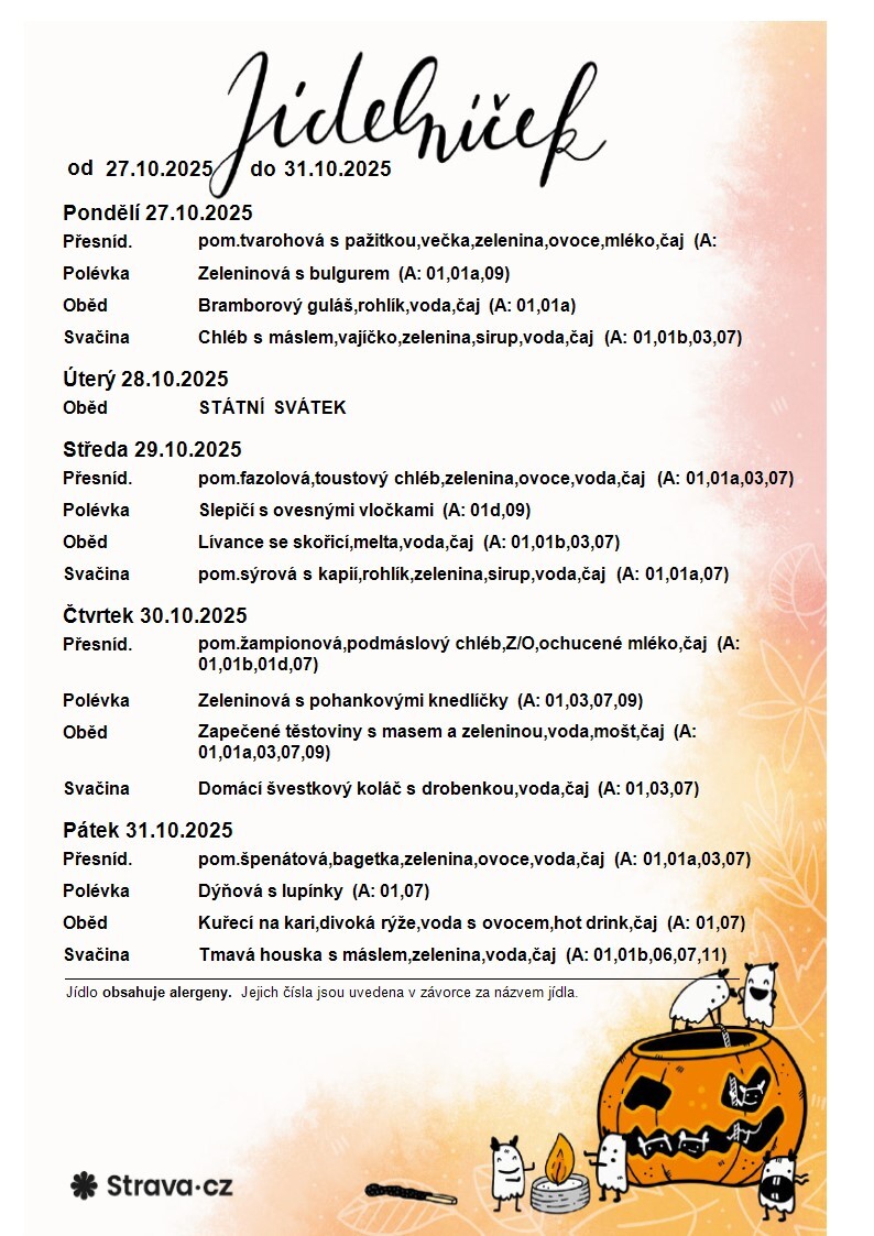 JÍDELNÍČEK 27.10.-31.10.2025