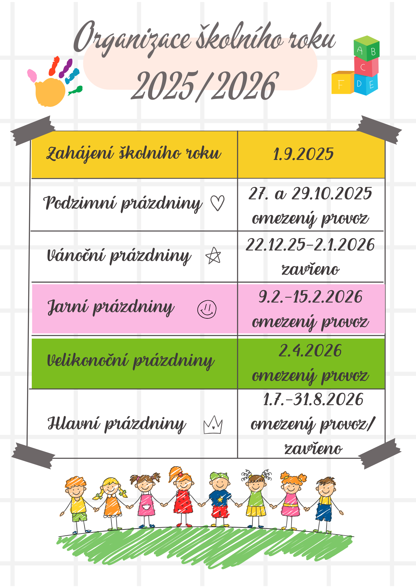 Organizace školního roku 2025/2026